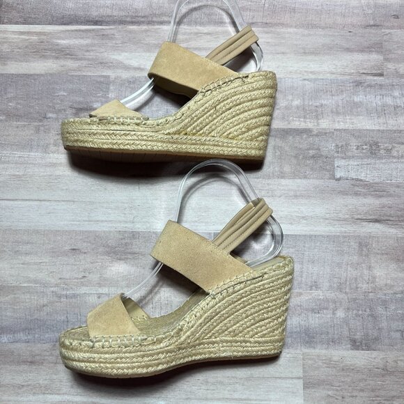 Kenneth Cole Womens 7.5 Olivia Simple Espadrille Wedge Sandals Beige Suede&Jute - Picture 7 of 11